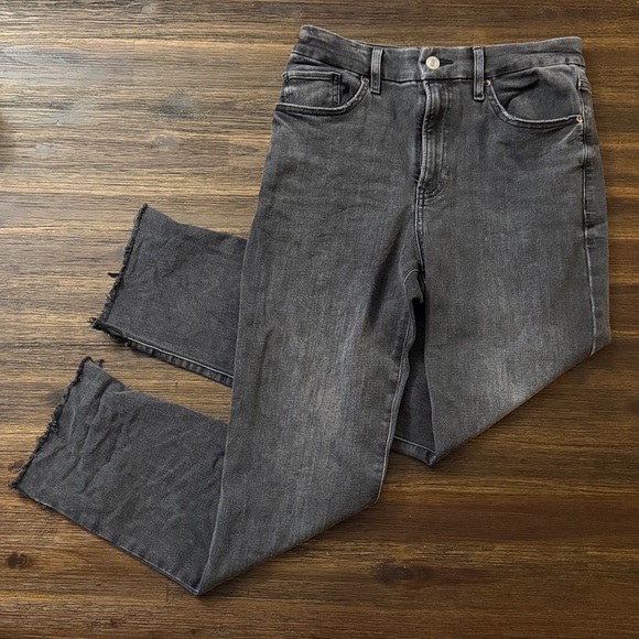 Express Denim - Express Black Straight Ankle High Rise Ultra Hyper Stretch Jeans Medium Long